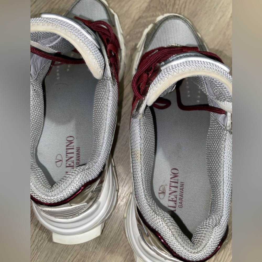 VALENTINO GARAVANI  Sneaker Climber Sliver/Burgundy EUR 38.5 USA W8-8.5 M 7-7.5 - Picture 10 of 16